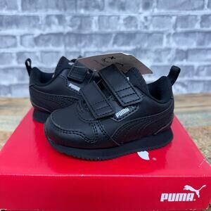 Puma R78 SL V Black Hook & Loop Shoes Baby Toddler Size 4C New